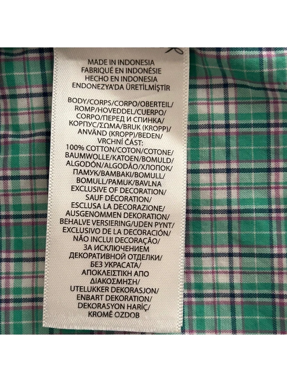 Polo Ralph Lauren Boys Shirt M 10-12 Plaid Button Down L. Sleeve Green/Blue/Pink
